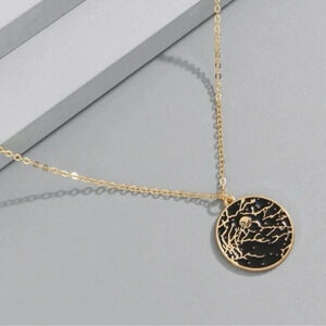 Black & Gold Tree Twig Pendant Necklace